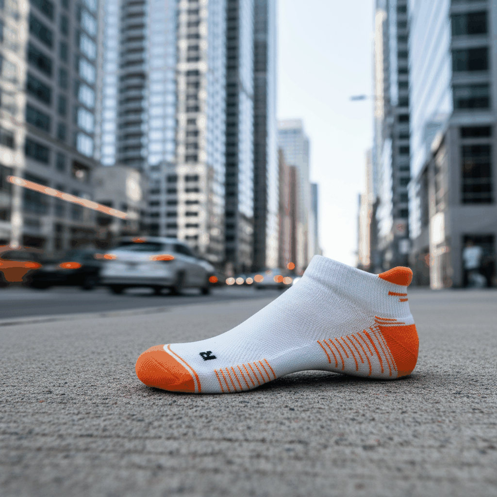 Running Socks Low Cut White/Orange