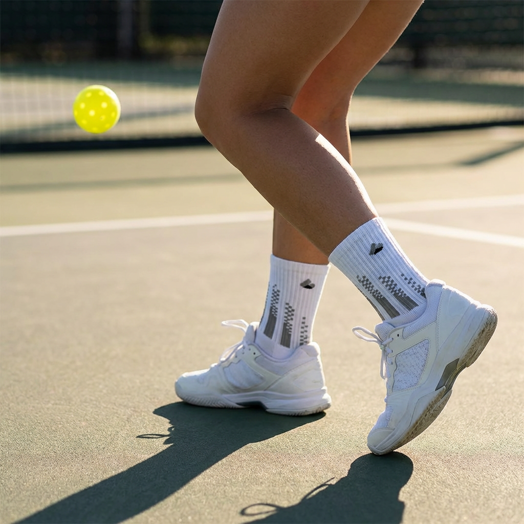 Pickleball Socks Crew White/Grey